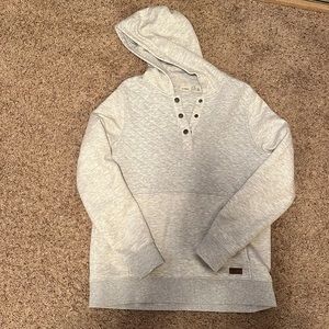 NWOT grey quilted LL bean hooded Henley sweatshirt